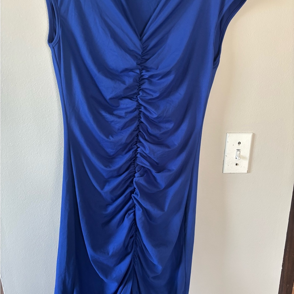 SHEIN Blue Ruched Sheath Midi Dress